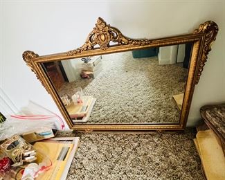 Antique Gold Tone Wall Mirror 
