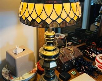 Stained Glass & Brass Lamp 