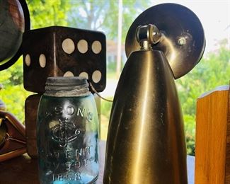 MCM lighting, Large Wooden Dice & Midget Mason 1859 