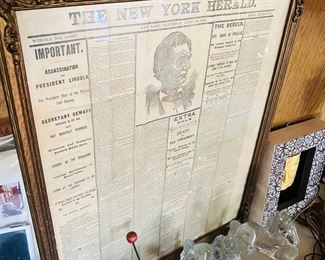 Death of Lincoln Newspaper 