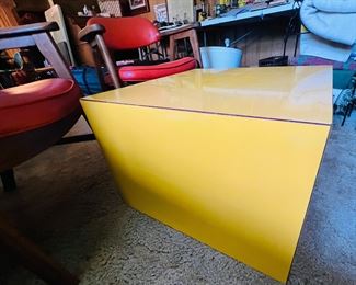 Parsons Cube Side Table, Bright Yellow, 24”x24”x16”.