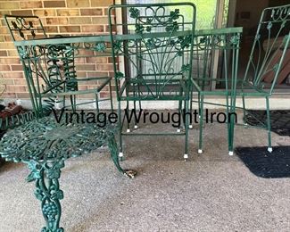 Vintage Glass Top Table with 4 matching chairs