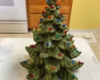 Large Vintage ceramic Christmas tree with birds 