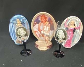 Showstoppers The Glamour of Marilyn Monroe Collectible PlatesFigurines 3 and Stemware