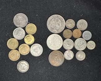 Collection Of 1930s Peruvian Mexican Nicaraguan and Panamanian Coins