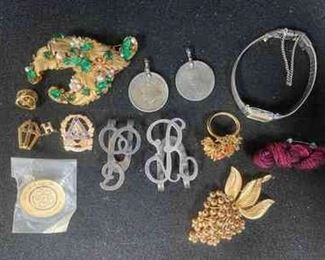 Trifari And DeMarlo Brooches Sterling Silver Shoe Clips And More