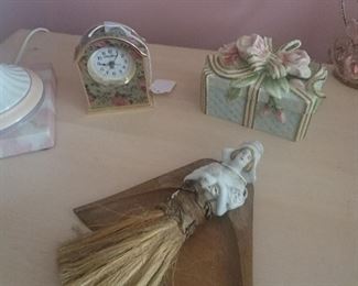 Antique vanity brush and tray