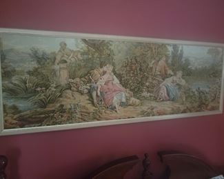 Large Italian wall tapestry in frame