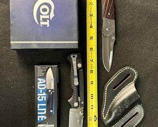 Colt CT277 With Black Leather Belt Loop Holster Coldsteel Ad15 Lite Folding Knife