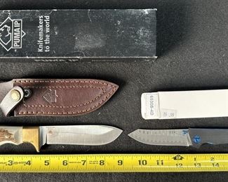 Puma IP Stainless Putdoor Stag Antler Knife With Leather Sheath SBK Pocket Knife