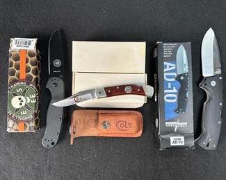 Randalls Adventure Training Avispa Frame Lock Pocket Knife Cold Steel Triad Lock Knife Shrade Colt Leather Holster And Knife