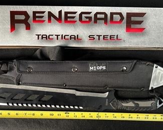 Renegade Tactical Steel M1 Ops Hellfire Long Knife With Utility Sheath