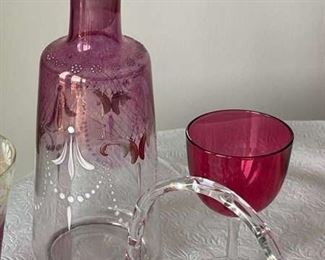 Cranberry Glass & Pink Depression Glass Lot