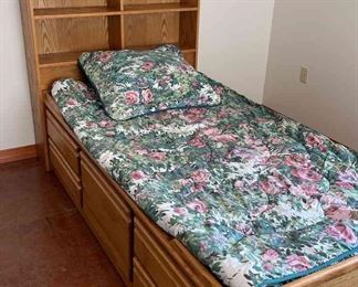 Twin Oak Captain's Bed with Storage