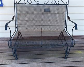 Antique Woodard? Wrought Iron Gliding Patio Loveseat Deck Furniture