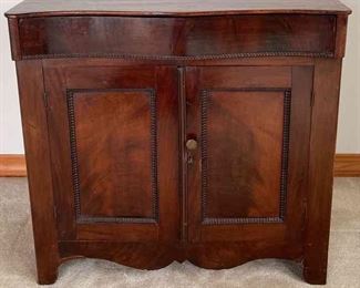Antique Petite Mahogany Cabinet with Locking Doors