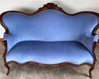 Antique Victorian Settee * Couch * Loveseat * Metal Wheels