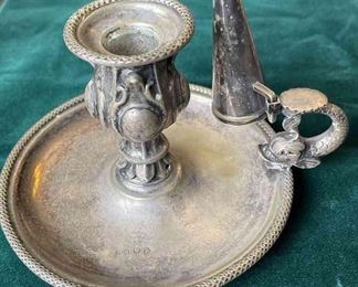 Antique Chamberstick Sterling or Plated Candlestick over 100 years old