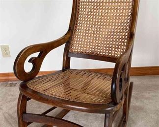 Antique Rocking Chair with Cane Seat & Back