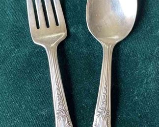 Silverplate Child's Baby Toddler Spoon & Fork Set by Oneida Ltd.