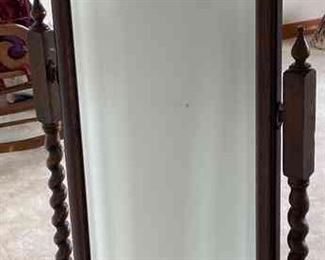 Antique Floor Standing Mirror with Barley Twist Design