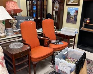 Cool vintage orange arm chairs