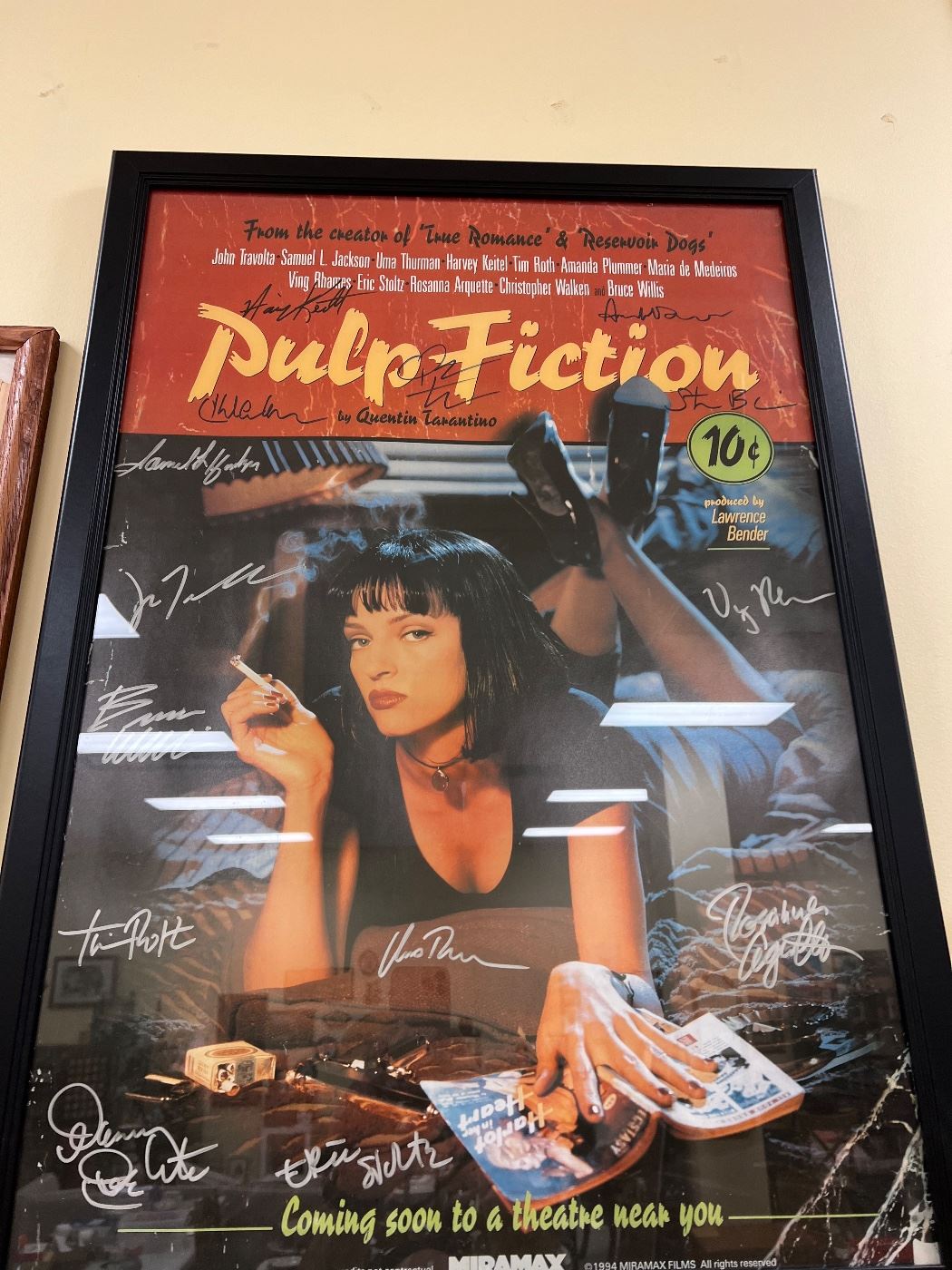 Framed Pulp Fiction poster signed by entire cast! We are still unpacking and have about 30’totes still to open. So come back for more pictures and highly recommend not missing this sale!!