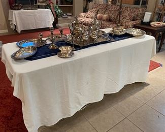 silverplate tea/coffee set and other serving pieces- 