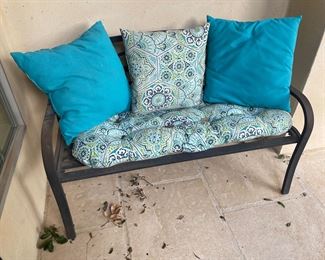 patio furniture  this bench and have table and 4 chairs  lots of planters also 