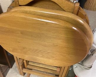 set of 4 wood tv trays 