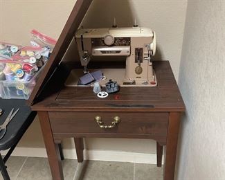 vintage singer 401A machine and table   sew notions   
