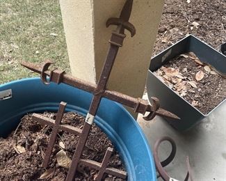 wrought iron cross  all one piece 