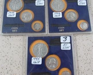 Silver Walking Liberty Half Dollars, Quarters, & Dimes