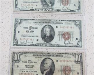 Set of 3 1929 Notes - All Federal Reserve Bank of New York