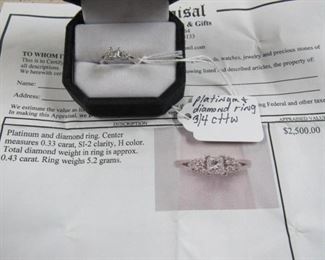 Platinum & Diamond Ring - 3/4 cttw