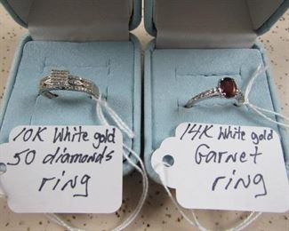 10K Diamond Ring & 14K Garnet Ring
