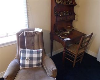 nice upholstered chair 1 of 2, Pine Desk primitive chair