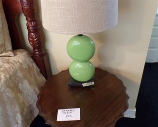 Mahogany fluted table and nice depression lamp