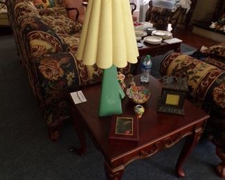 Mahogany end table, depression