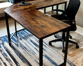 L-shaped Desk with under-mount keyboard tray and power station