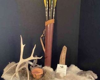 Antlers Bow and Arrow Set Fossils Rabbit Fur