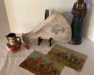 Assorted Native American Art On Bone Drawing