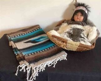 Native American Baby In Basket