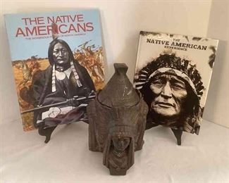 Native American Face Container With Lid and Books