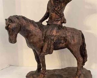 Native American Statue On A Horse