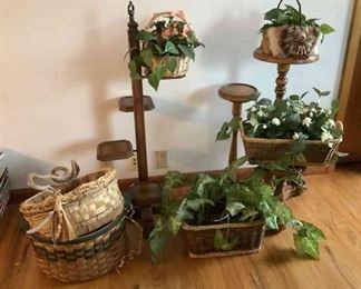 Plant Stands And Wicker Baskets