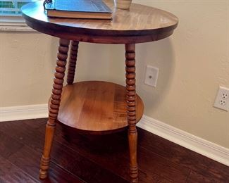 Antique round parlor lamp table 