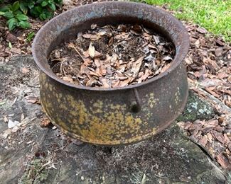 Large outdoor Old iron kettle 