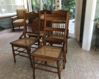 4 pressed back antique chairs