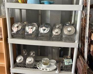 Glass candy jar;                                                                                          Large (9) $4 each,                                                                                     Small (9) $3 each